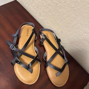 TORRID Black Strappy Flat Sandals
